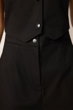 Trendyolmilla Siyah Yelek Detayl? Likral? Mini Gabardin Tulum TWOSS25TU00057  фото 3