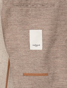 Bej Slim Fit Y_n Ka_mir Kar___ml_ Mikro Desenli Ceket - Cacharel фото 6