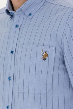 Мужская синяя рубашка с длинным рукавом - U.s. polo assn фото 14