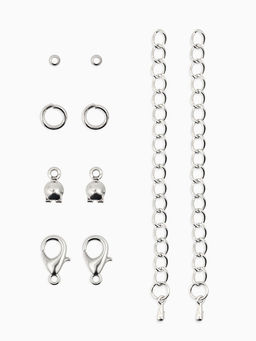 Набор для создания украшений "Минимум" колечки, кримпы, цепочки, цвет серебро
