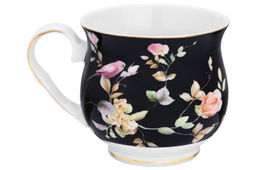 Кружка 480 мл 14*10*9,5 см Певчие птички на черном бочонок, NEW BONE CHINA - Elan gallery фото 6