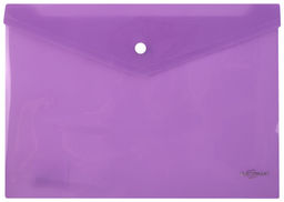 Цена за 2 шт. Пластиковый конверт INFORMAT А4, на кнопке, прозрачный 180 мкм, фиолетовый