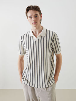 Polo Yaka K?sa Kollu ?izgili Erkek Ti??rt