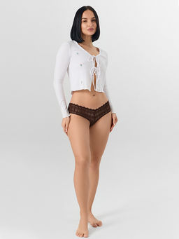 Цена за 2 штуки! Трусы слипы женские коричневые кружевные - Mark formelle фото 7