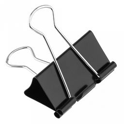 Зажим для бумаги 51мм металл, цвет - черный, набор 12 штуки, в пластиковой банке д12см h6,9см (Китай) - Домашняя Мода фото 2