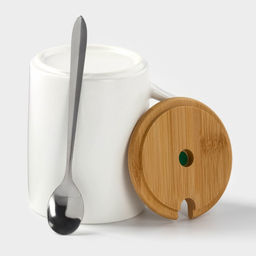 Кружка с крышкой и ложкой Avocado, 360 мл, керамика, белая