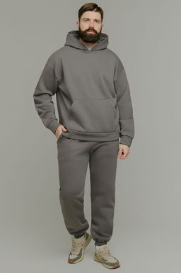 Арт. 69101 Костюм с брюками мужской с начесом 50-56 (4 шт) Цвет:серый