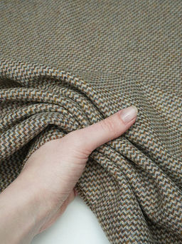 Шерсть пальтово-костюмная Твид цв.Коричневый/серый/песочный, ш.1.5м, шерсть-50%, п/э-50%, 380гр/м.кв - Купава фото 7
