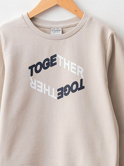 Bisiklet Yaka Bask?l? Uzun Kollu Erkek ?ocuk Sweatshirt - Waikiki фото 3