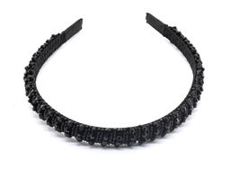 Ободок для волос с цирконом, цвет черный