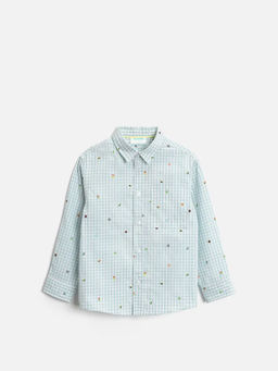 ACOOLA / Сорочка верхняя детская для мальчиков Pingo голубая клетка фото 2