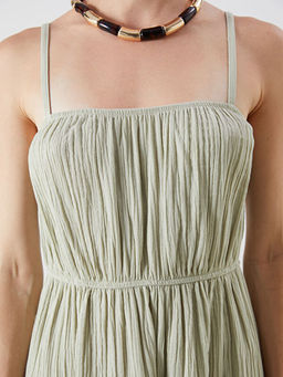 U Yaka B?zg?l? A Kesim M?slin Elbise