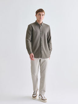 Slim Fit Uzun Kollu Erkek Dokulu G?mlek