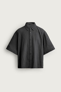CAMISA BOXY FIT JACQUARD RAYAS / Gris antracita - Zara фото 8