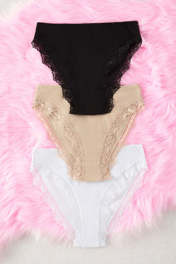 Trendyolmilla Gri-Cok Renkli 3lu Paket Fitilli Dantelli Klasik Orme Kulot THMAW25KU00015 фото 9