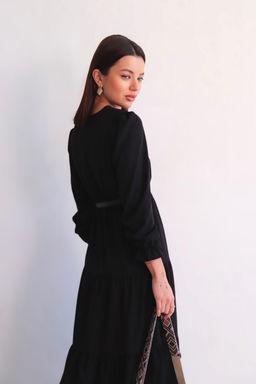 Martichelli Платье чёрное с многоярусной юбкой  фото 20