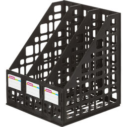 Лоток вертикальный для бумаг Attache сборный черный 3 отделения, 240мм