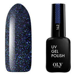 OLYSTYLE Гель-лак для ногтей тон 142 DARK SHINE мерцающий синий