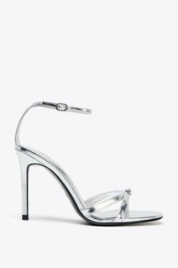 METALLIC HIGH-HEEL SANDALS - Zara фото 9