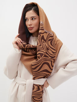 В составе шерсть и кашемир! теплый двусторонний палантин