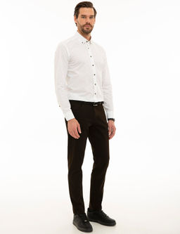Koyu Kahverengi Slim Fit Kanvas Pantolon