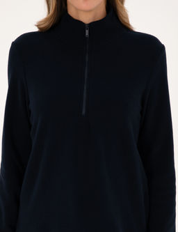 Lacivert Comfort Fit Fermuarl_ Polar Sweatshirt