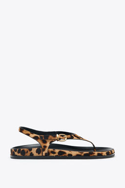 ANIMAL PRINT LEATHER AND SHEEPSKIN SANDALS - Zara фото 7