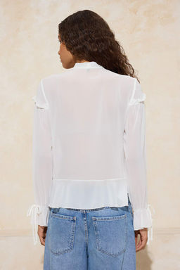 K?rm?z? Fular Yaka Onu K?sa Sifon Transparan Bluz TWOSS26BZ00212 - Trendyolmilla фото 10