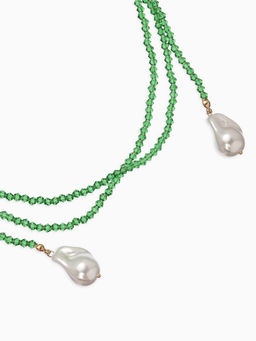 Бусы бисерные с подвесами жемчуг «Нить стекла», L=120 см, №2, зелёные