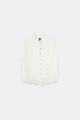 CUERPO BORDADOS BOTONES JOYA / Blanco - Zara фото 7