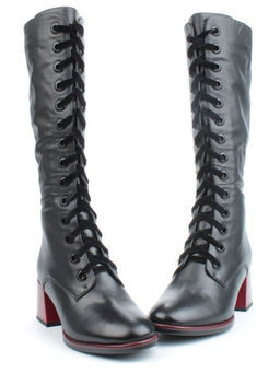 02-BA100-1 BLACK Сапоги зимние женские (натуральная кожа, натуральный мех)