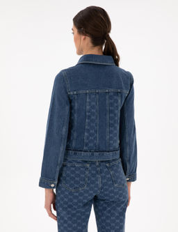 Koyu Mavi Crop Top Jean Ceket - Pierre cardin фото 5