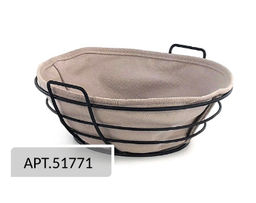 51771 GIPFEL Корзинка для хлеба MORAN круглая, 25х23х9,5 см, с текстильной вставкой. Материал: углеродистая сталь, хлопок. Цвет: черный, серый  фото 2