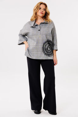 Блуза Michel Chic 788-Р серый. клетка  фото 3