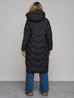 Пальто утепленное молодежное зимнее женское черного цвета 52355Ch - Holdluck фото 5