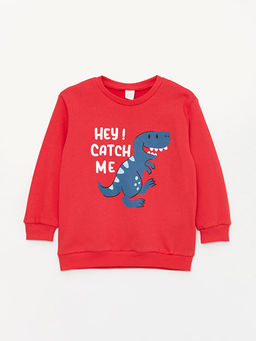 Bisiklet Yaka Uzun Bask?l? Erkek Bebek Sweatshirt ve Pantolon 2li Tak?m - Waikiki фото 2