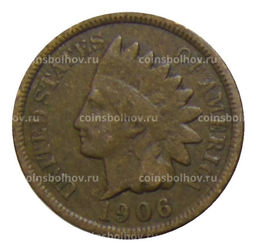 Монета 1 цент 1906 года США