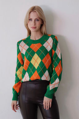 10664 Джемпер с ромбами зелёный - Martichelli фото 22