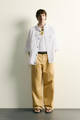 CAMISA BOXY FIT RAYAS / Blanco