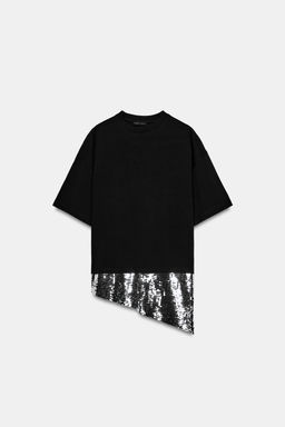 CAMISETA ASIM?TRICA LENTEJUELAS / Negro - Zara фото 6