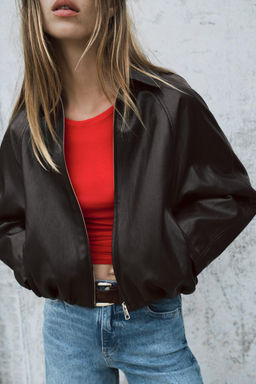 FAUX LEATHER BOMBER JACKET - Zara фото 17