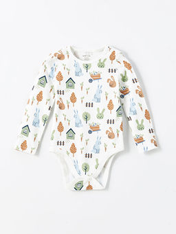 Bisiklet Yaka Bask?l? Erkek Bebek ??t??tl? Bodysuit 2li