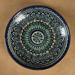 Ляган узбекский Риштанская Керамика «Узор», d=25 см, синий