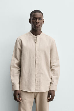 CAMISA RELAXED FIT LINO - ALGOD?N / Beige claro - Zara фото 2