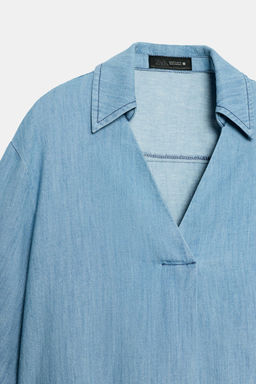 BLUSA FLUIDA ESCOTE PICO / Azul - Zara фото 8