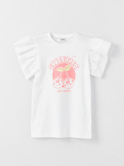 Bisiklet Yaka Bask?l? K?z ?ocuk Ti??rt ve ?ort - Waikiki фото 2