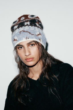 PRINTED KNIT BEANIE