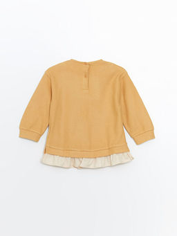 Bisiklet Yaka Uzun Kollu Nak??l? K?z Bebek Sweatshirt - Waikiki фото 2