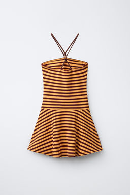 VESTIDO RAYAS HALTER / Amarillo fuerte - Zara фото 4
