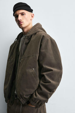 VELOUR HOODED PUFFER JACKET - Zara фото 4